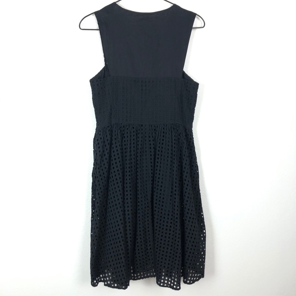 Whistles Lattice Broiderie Lace Sleeveless Fit & Flare Dress Black 6 Knee Length - Picture 7 of 11